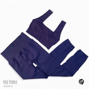 NEW FREE PEOPLE MOVEMENT GOOD KARMA SET: SQUARE NECK BRA + LEGGINGS REGAL